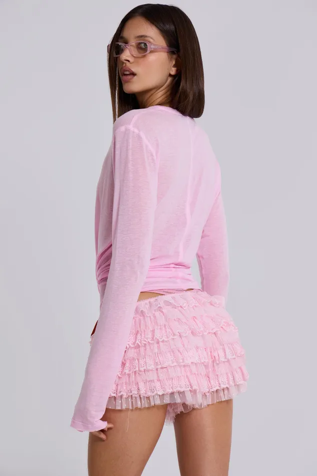 Jaded London Tops Women Shop Pink Rhea Lace Bloomer Shorts
