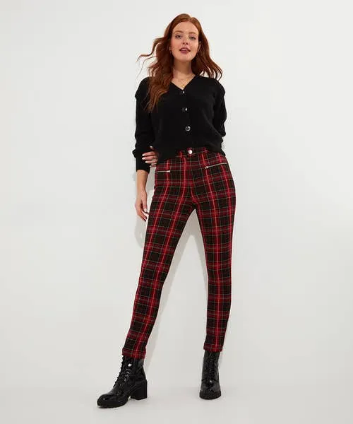Jeans and Trousers Rocker Check Trousers Red 8211 Joebrowns Apparel
