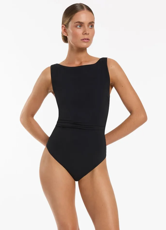 Jetset Boat Neck One Piece Black Women JETS Australia High Neck One Piece