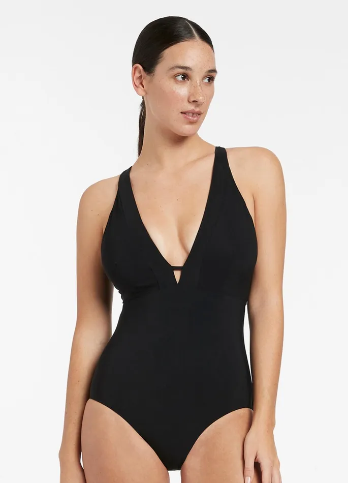 Jetset EF Clean Plunge One Piece Black Women JETS Australia Fuller Cup One Piece