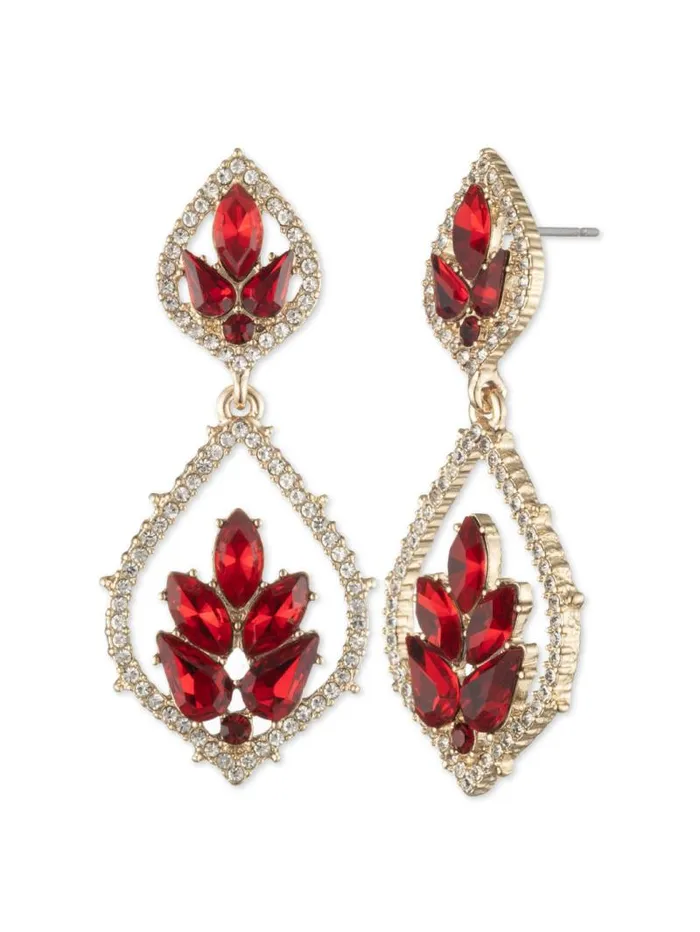 Jewelry Marchesa Earrings Poised Large Drop Earring Red