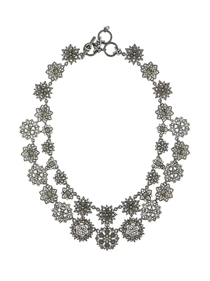 Jewelry Marchesa Necklaces Double Strand Flower Necklace Black Diamond