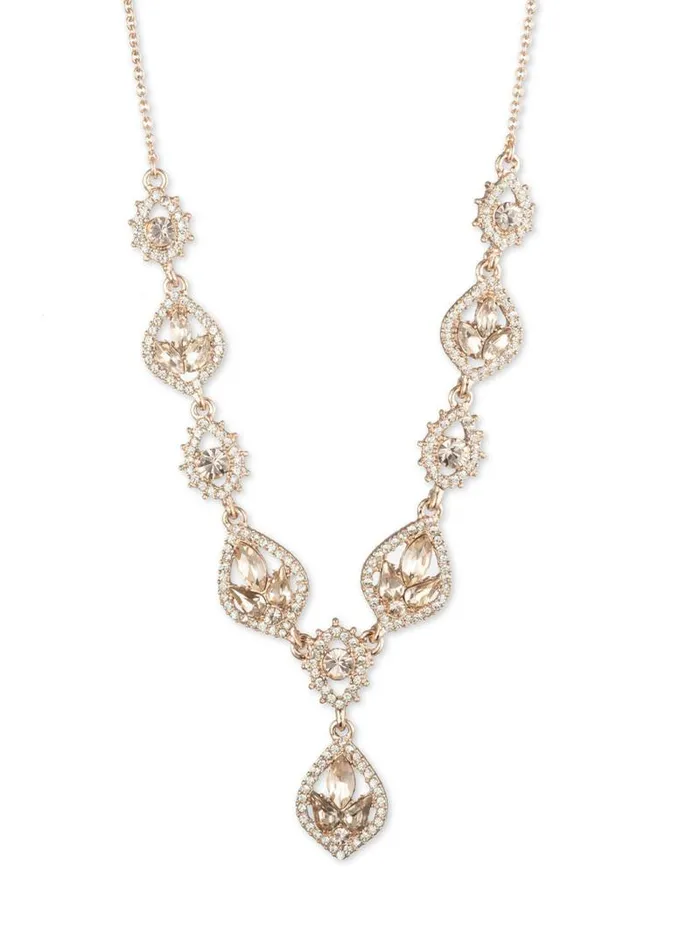 Jewelry Marchesa Necklaces Poised Rose Y Necklace Rose Gold
