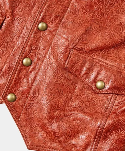 Joebrowns Leather Jackets Apparel Embossed Leather Waistcoat Brick