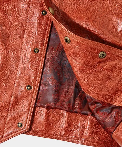 Joebrowns Leather Jackets Apparel Embossed Leather Waistcoat Brick
