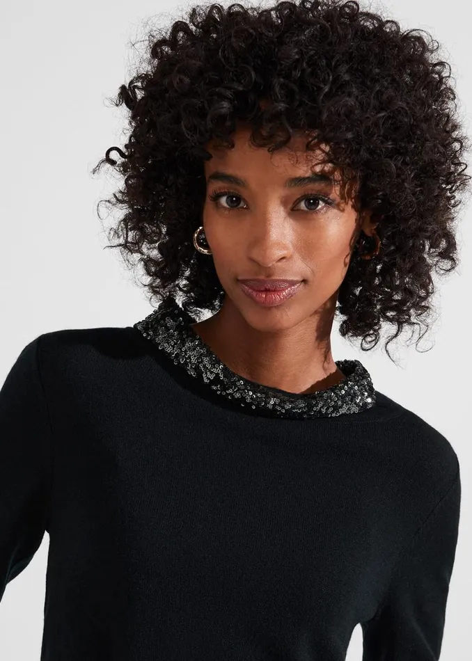 Jumpers and Cardigans Women HOBBS Esther Sequin Jumper With Cashmere Forest Green
