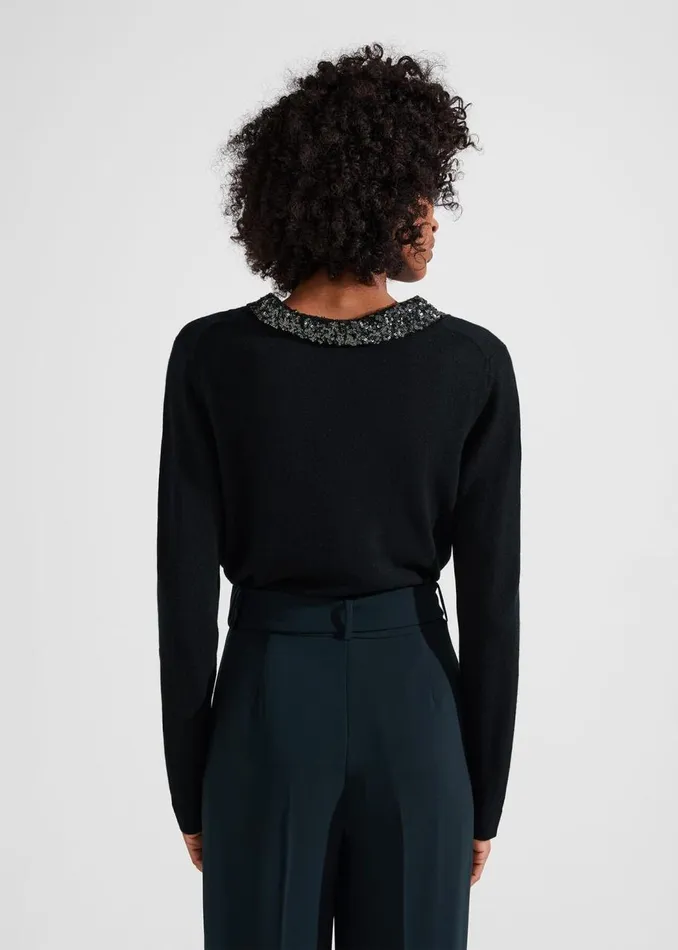 Jumpers and Cardigans Women HOBBS Esther Sequin Jumper With Cashmere Forest Green
