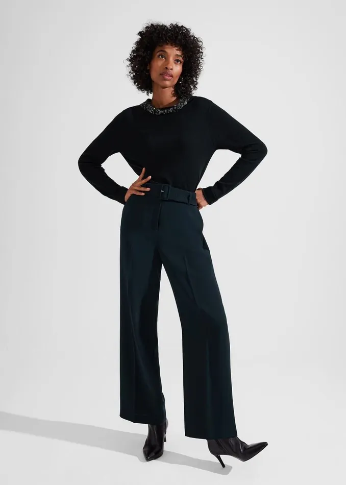 Jumpers and Cardigans Women HOBBS Esther Sequin Jumper With Cashmere Forest Green