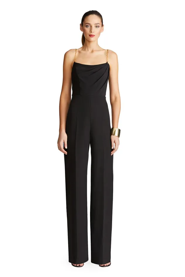 Jumpsuits Women Halston Brea Jumpsuit In Stretch Crepe Black