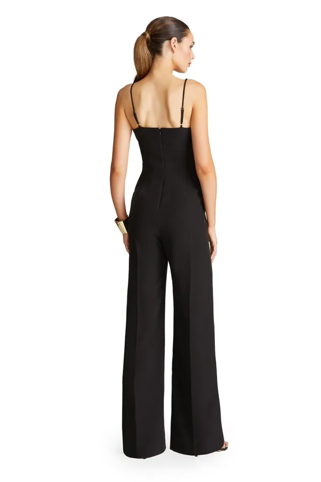 Jumpsuits Women Halston Brea Jumpsuit In Stretch Crepe Black