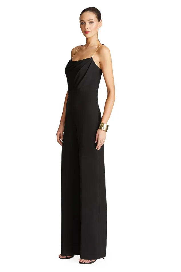 Jumpsuits Women Halston Brea Jumpsuit In Stretch Crepe Black