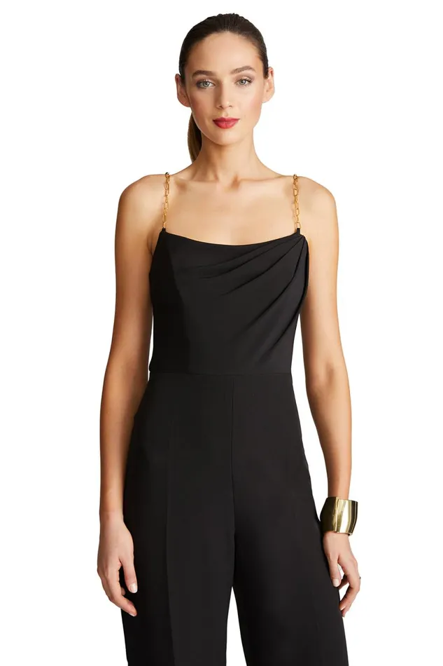 Jumpsuits Women Halston Brea Jumpsuit In Stretch Crepe Black