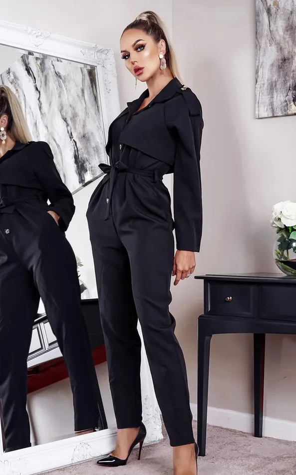 Jurne Black Long Sleeve Military Jumpsuit Women Missfiga Jumpsuits Jurne Black Long Sleeve Military Jumpsuit Women Missfiga Jumpsuits