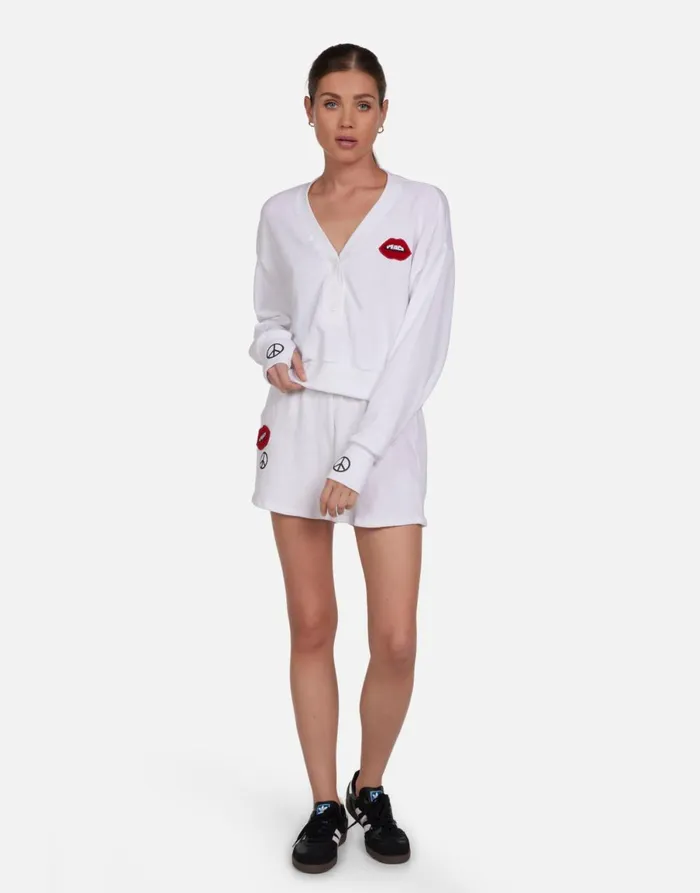Kathryn Peace Lip Patch White Women039s Lauren Moshi Sweaters and Knits