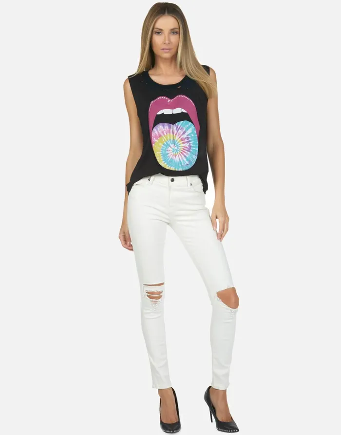 Kel Tie Dye Tongue Onyx Women039s Lauren Moshi Tanks