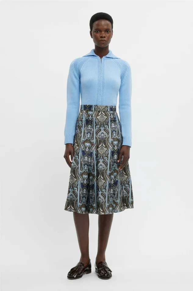 Kensie Dress In Blue Paisley Silk Twill Skirts Emilia Wickstead Women
