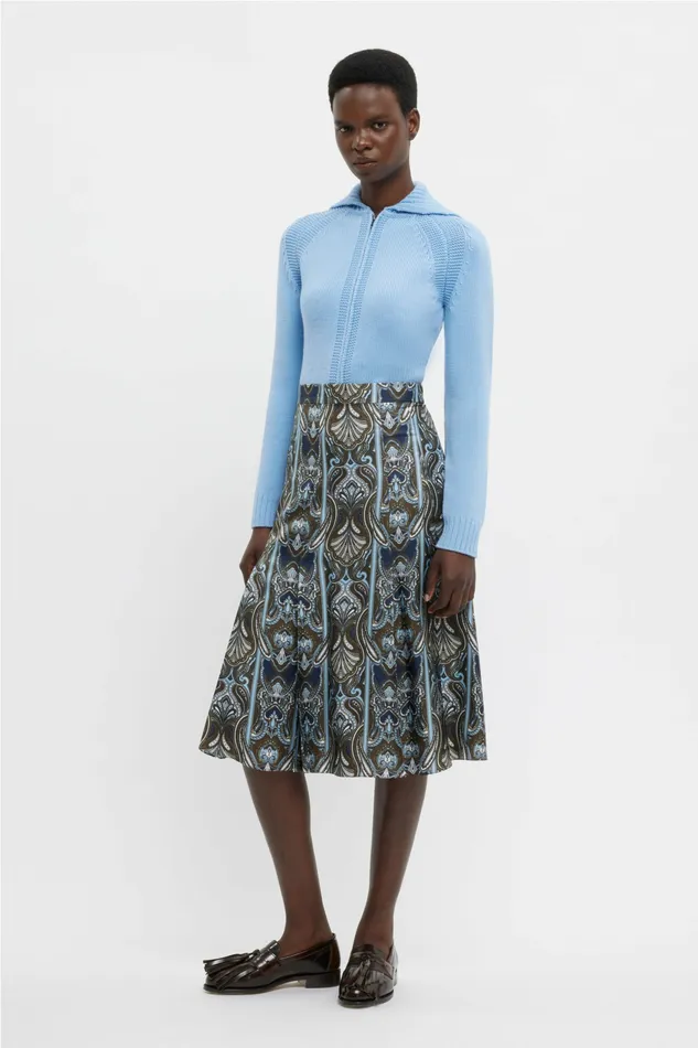 Kensie Dress In Blue Paisley Silk Twill Skirts Emilia Wickstead Women Kensie Dress In Blue Paisley Silk Twill Skirts Emilia Wickstead Women