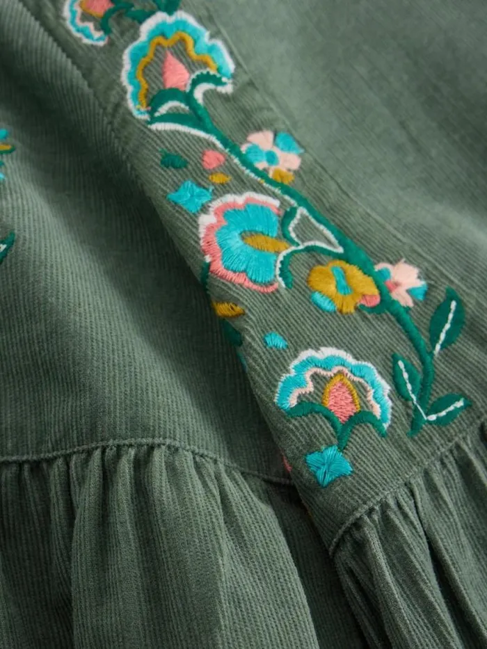 Kids Embroidered Needlecord Dress Light Teal White Stuff Dresses and Skirts