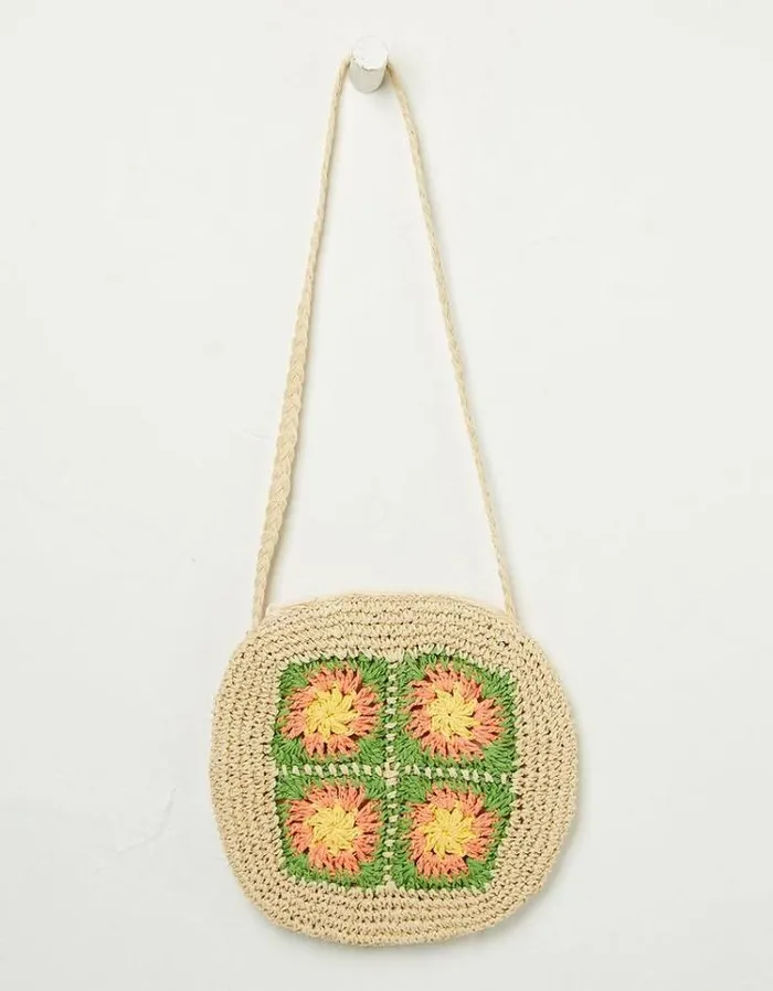 Kids FatFace Accessories Crochet Straw Bag Natural