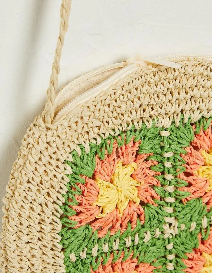 Kids FatFace Accessories Crochet Straw Bag Natural