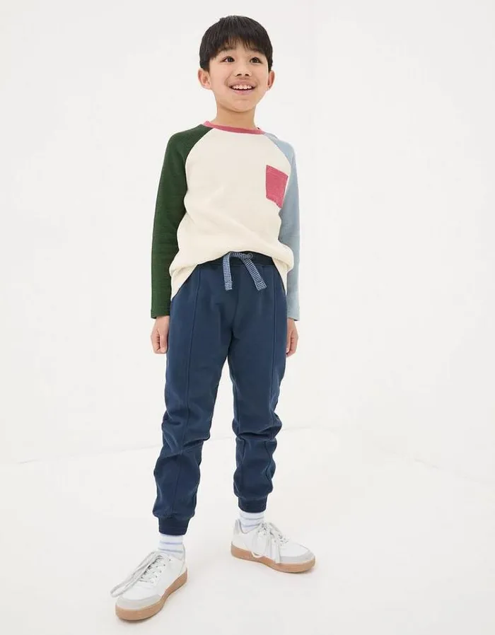 Kids FatFace Jeans and Joggers Perry Panel Joggers Navy