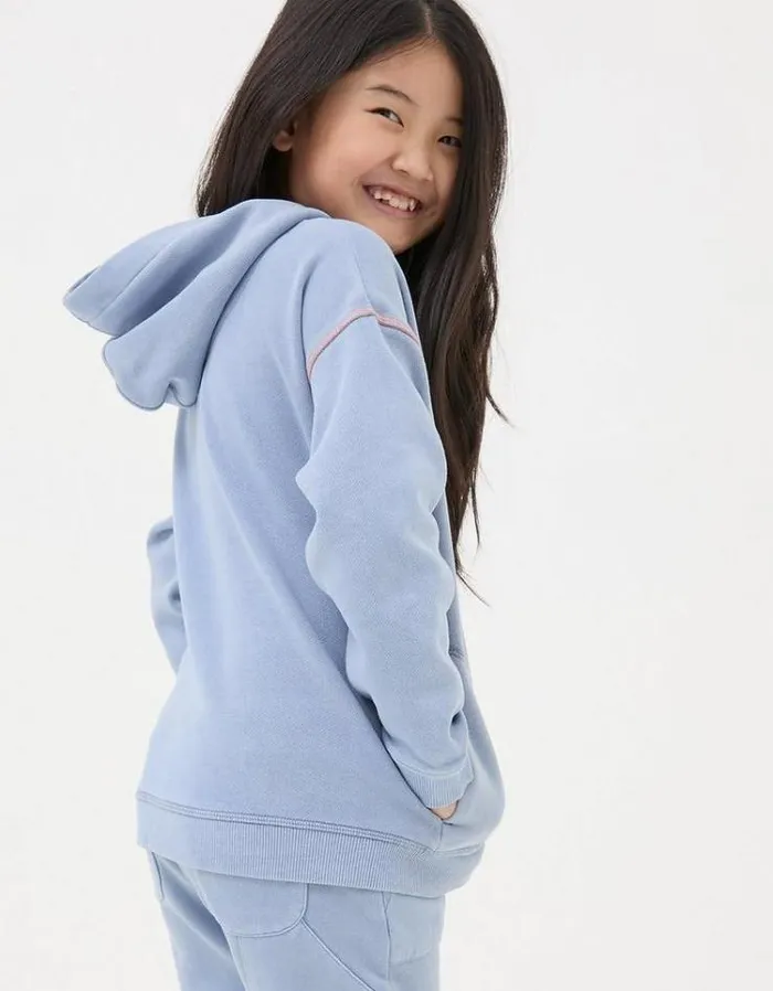 Kids FatFace Sweatshirts and Hoodies Abstract Floral Popover Hoodie Washed Blue