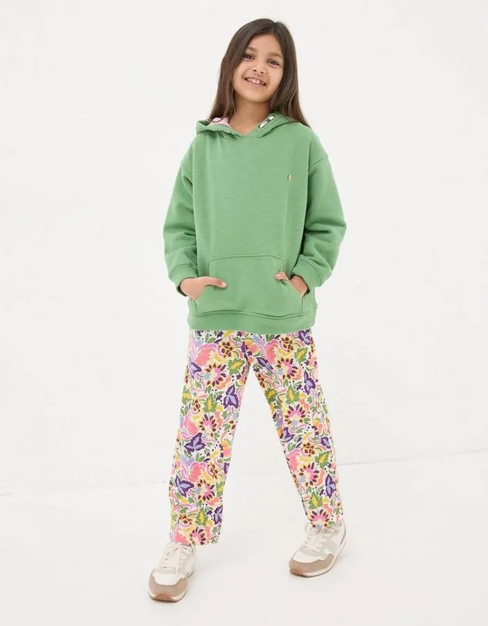 Kids FatFace Sweatshirts and Hoodies Grow With The Flow Hoodie Washed Green