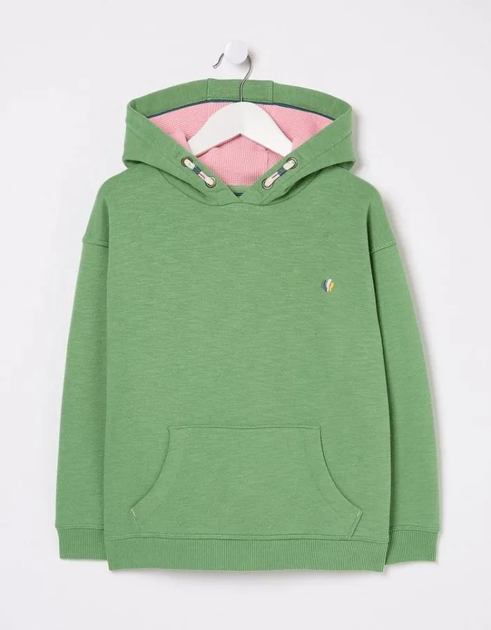 Kids FatFace Sweatshirts and Hoodies Grow With The Flow Hoodie Washed Green