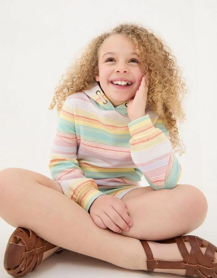 Kids FatFace Sweatshirts and Hoodies Textured Stripe Hoodie Multi