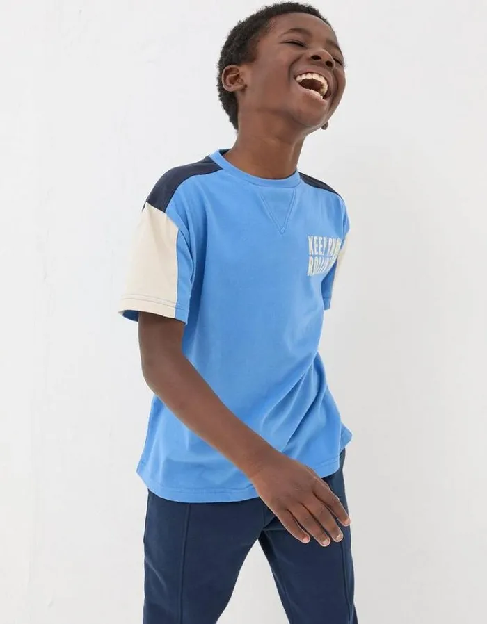 Kids FatFace TShirts and Polos Colorblock Jersey TShirt Bright Blue