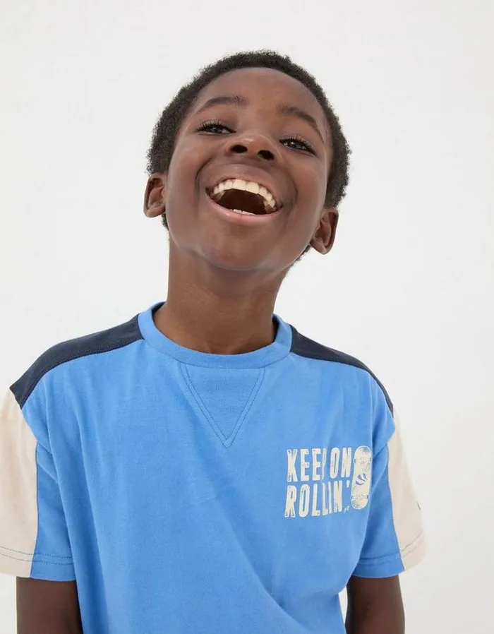 Kids FatFace TShirts and Polos Colorblock Jersey TShirt Bright Blue