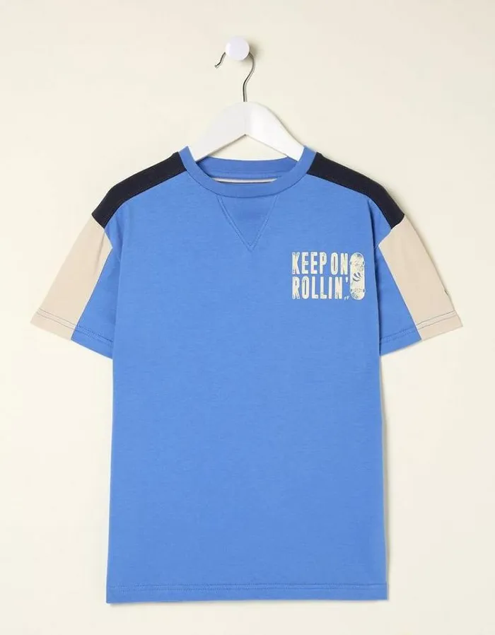 Kids FatFace TShirts and Polos Colorblock Jersey TShirt Bright Blue