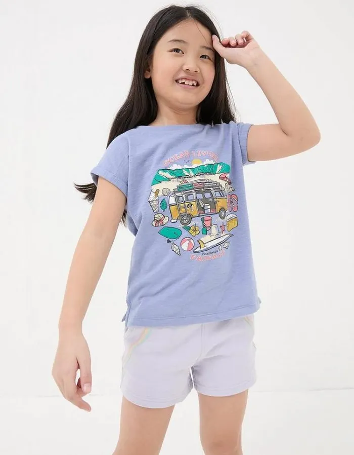 Kids FatFace Tops and TShirts VW Graphic Jersey T Shirt Washed Blue