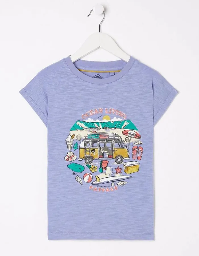 Kids FatFace Tops and TShirts VW Graphic Jersey T Shirt Washed Blue