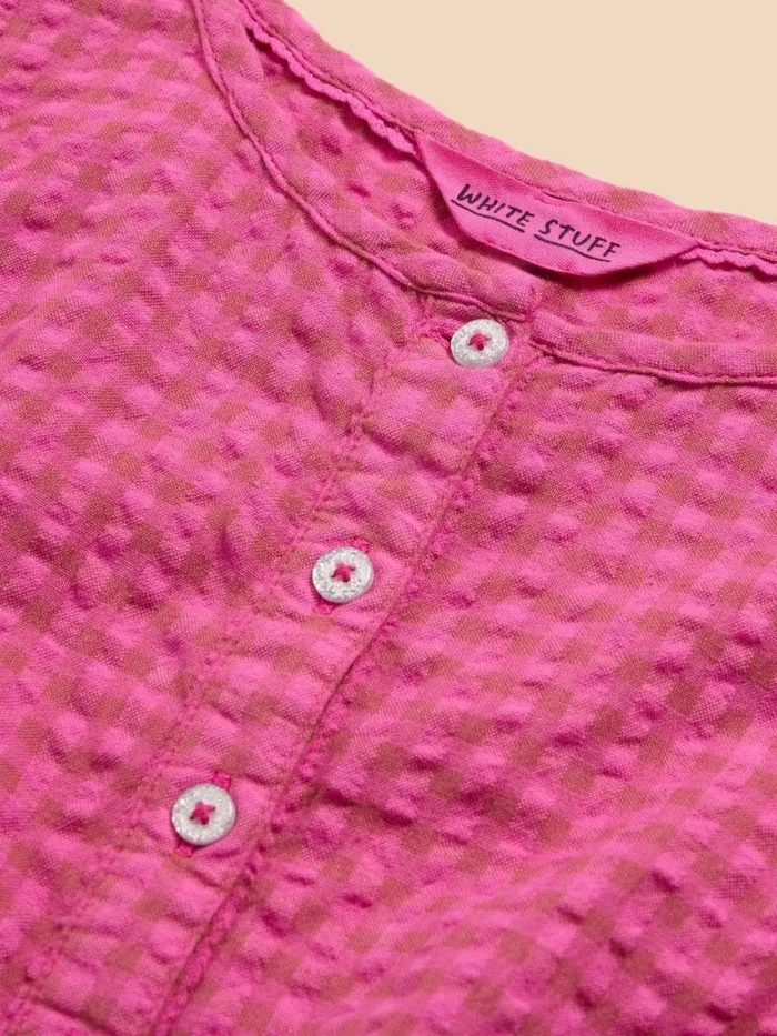 Kids Gingham Playsuit Dusty Pink White Stuff Dresses and Skirts