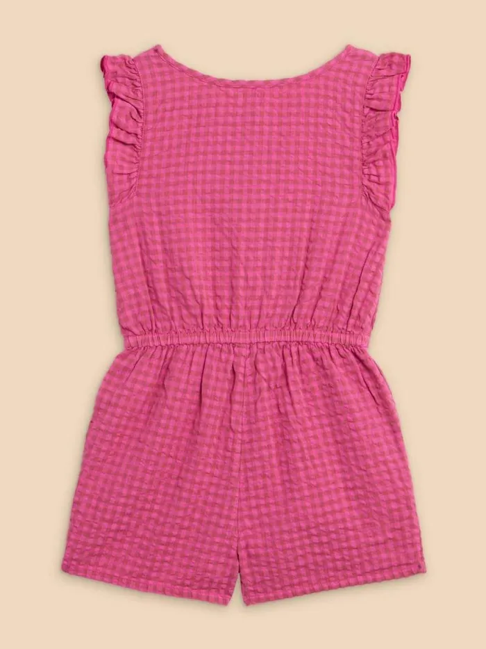 Kids Gingham Playsuit Dusty Pink White Stuff Dresses and Skirts