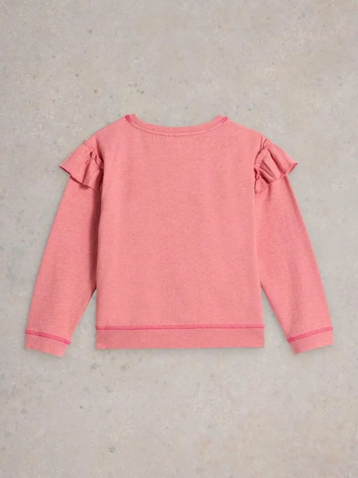 Kids Kids Sadie Swan Crew Neck Sweat Mid Pink White Stuff Knitwear