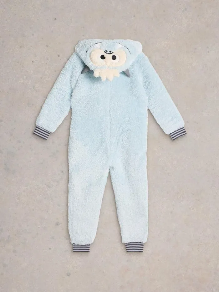 Kids Yeti Onesie Light Grey White Stuff Pyjamas