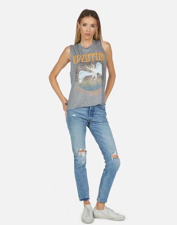 Kinzington Led Zeppelin Heather Grey Women039s Lauren Moshi Tanks