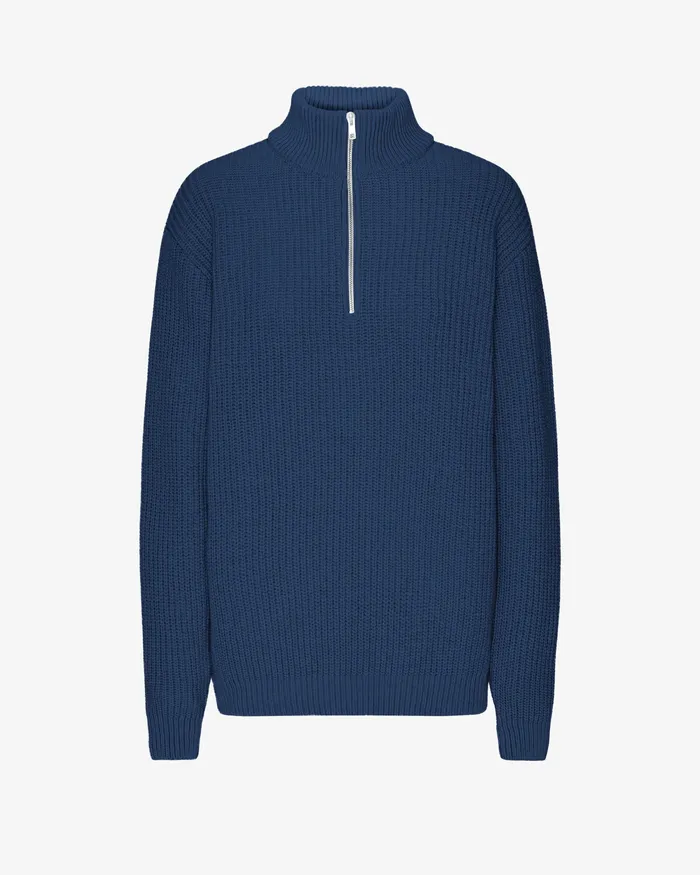 Knit Sweaters Colorfulstandard Women Merino Quarter Zip 8211 Marine Blue