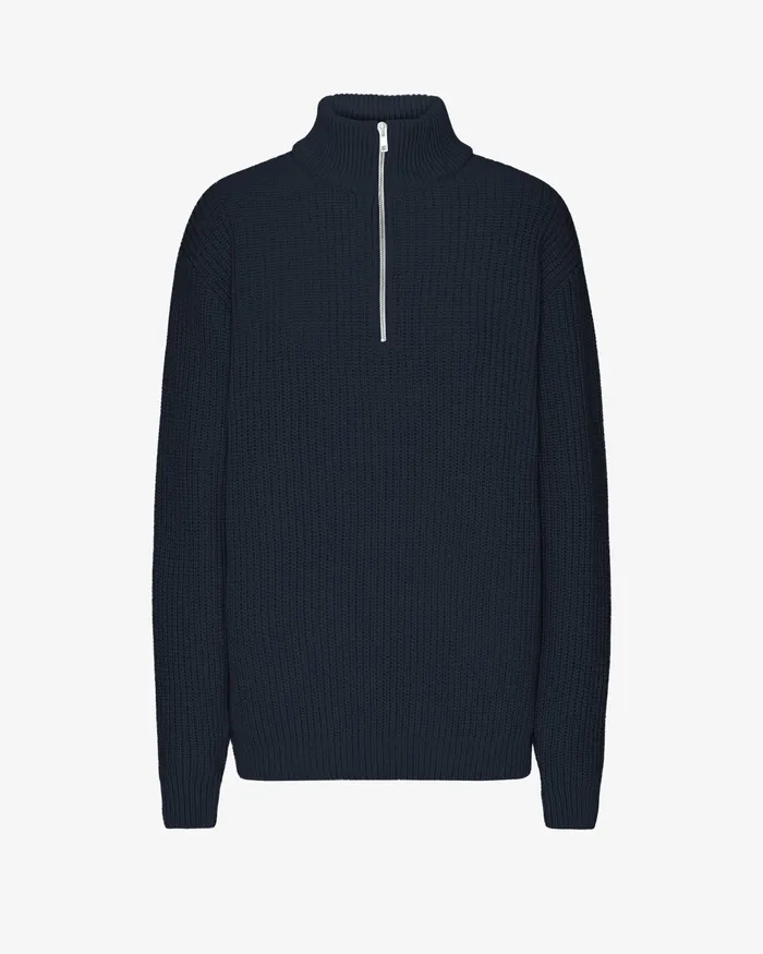 Knit Sweaters Colorfulstandard Women Merino Quarter Zip 8211 Navy Blue
