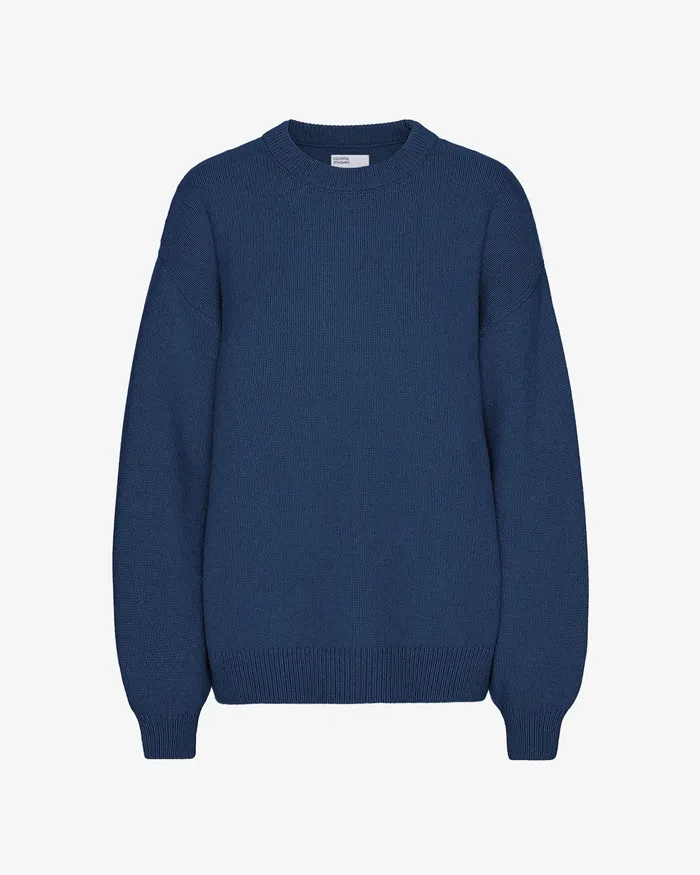 Knit Sweaters Oversized Merino Wool Crew 8211 Marine Blue Colorfulstandard Women