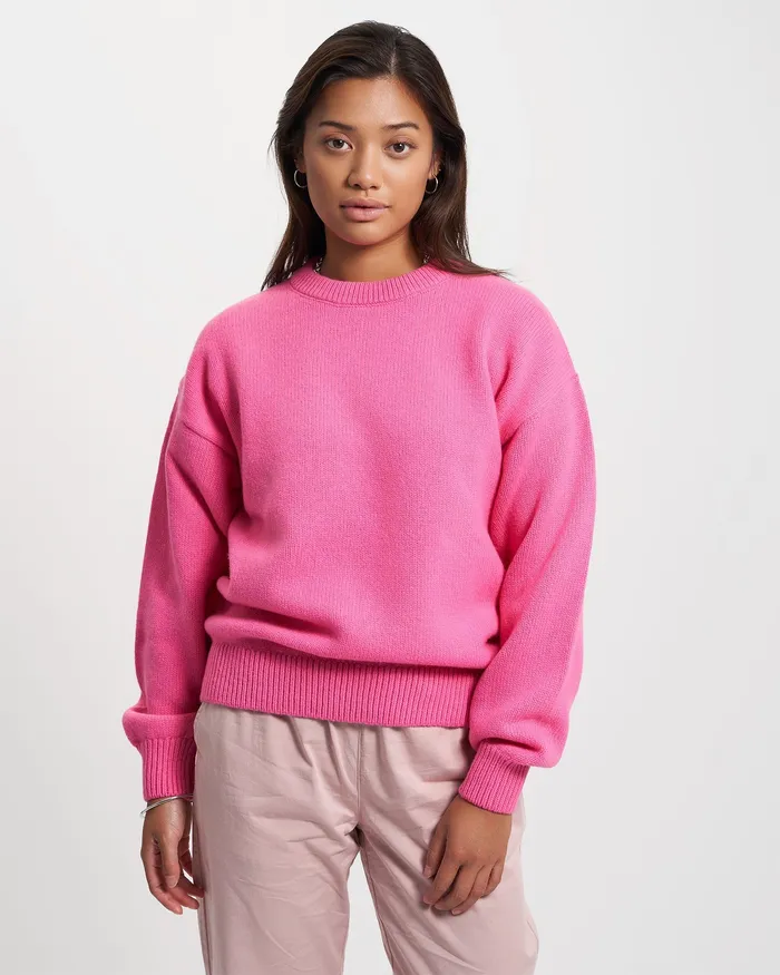 Knit Sweaters Oversized Merino Wool Crew 8211 Marine Blue Colorfulstandard Women