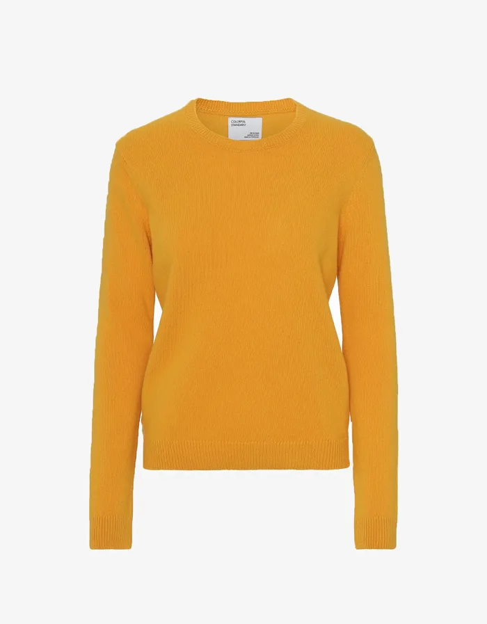 Knit Sweaters Women Women Classic Merino Wool Crew 8211 Burned Yellow Colorfulstandard
