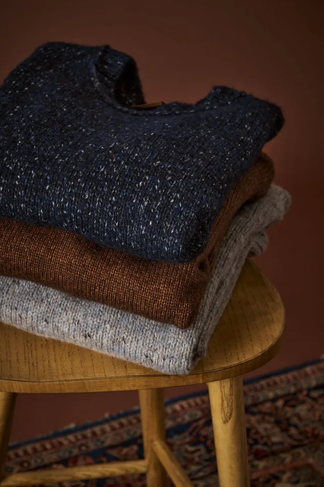 Knits MOS MOSH Men MMGGiorgio Autumn Roll Neck Knit Ocean Blue Melange