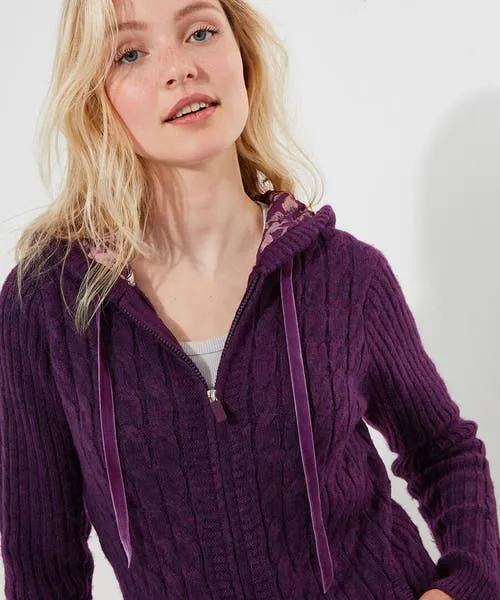 Knitwear and Cardigans Apparel Joebrowns Sloe Joes Knitted Cable Zip Up Cardigan Purple Knitwear and Cardigans Apparel Joebrowns Sloe Joes Knitted Cable Zip Up Cardigan Purple