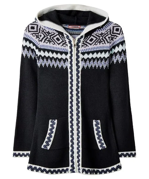 Knitwear and Cardigans Joebrowns Apparel Fabulous Zip Front Hooded Fairisle Jumper Black