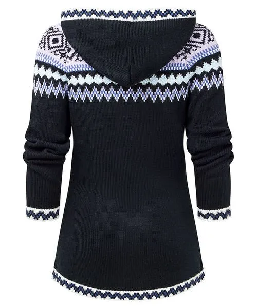 Knitwear and Cardigans Joebrowns Apparel Fabulous Zip Front Hooded Fairisle Jumper Black Knitwear and Cardigans Joebrowns Apparel Fabulous Zip Front Hooded Fairisle Jumper Black
