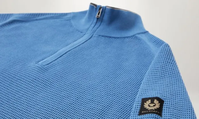 Knitwear Men Belstaff Cole Quarter Zip Jumper Moonlight Blue Knitwear Men Belstaff Cole Quarter Zip Jumper Moonlight Blue