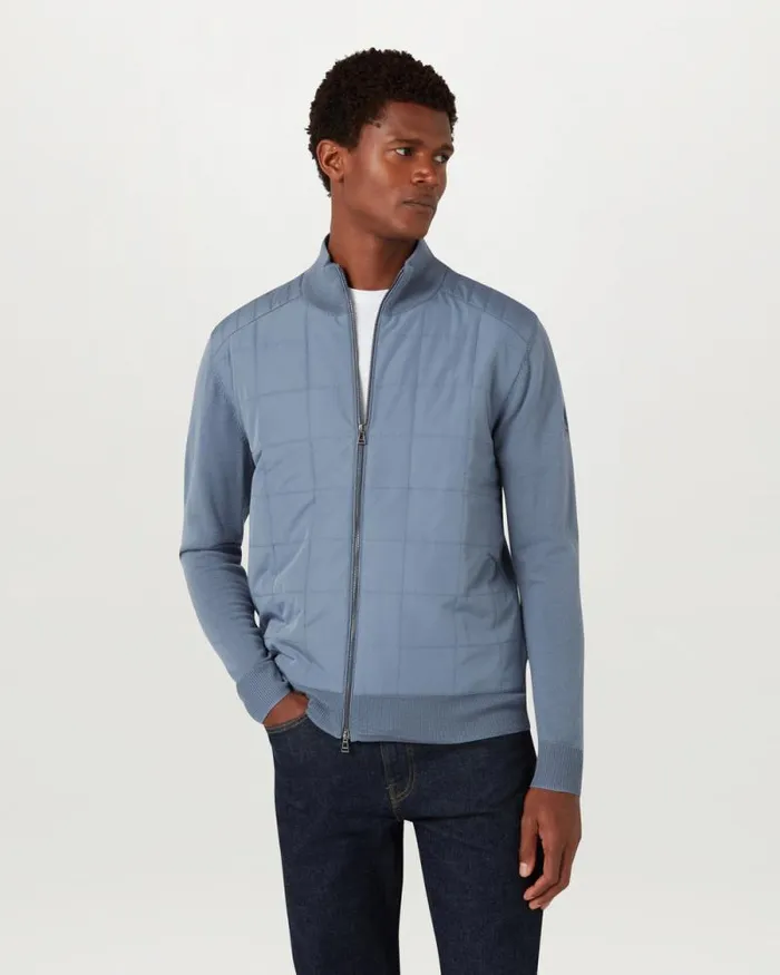 Knitwear Men Belstaff Kelbrook Zip Cardigan Blue Flint